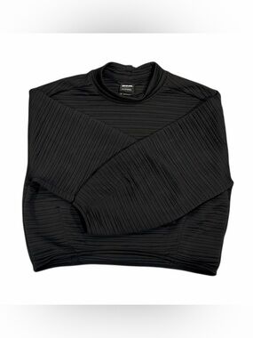 prAna Black Ribbed Cropped Pullover Sweatshirt Size Small